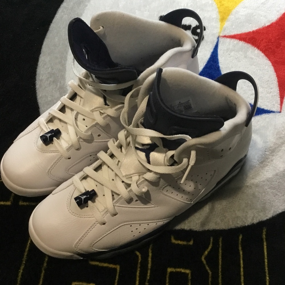 Jordan White and Blue Athletic Shoes